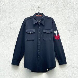 Vintage 70s Men's U.S. Navy Officers Utility Shirt Photographer's Mate X Large
